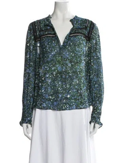 Pre-owned Veronica Beard Floral Print V-neck Blouse In Multi