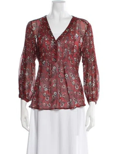 Pre-owned Veronica Beard Floral Print V-neck Blouse In Multi