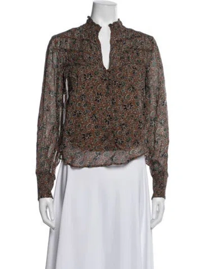 Pre-owned Veronica Beard Floral Print V-neck Blouse In Multicolor