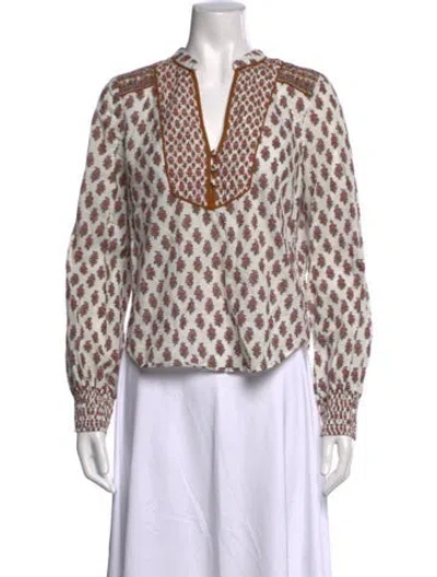 Pre-owned Veronica Beard Floral Print V-neck Blouse In Multicolor