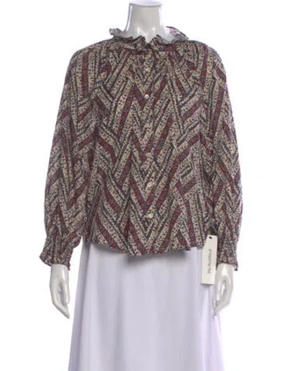 Pre-owned Veronica Beard Floral Print V-neck Blouse In Neutral