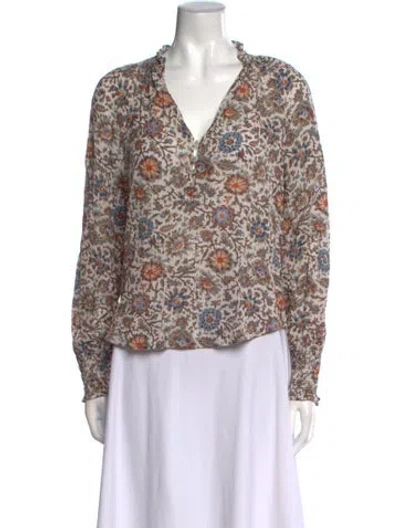 Pre-owned Veronica Beard Floral Print V-neck Blouse In Pink