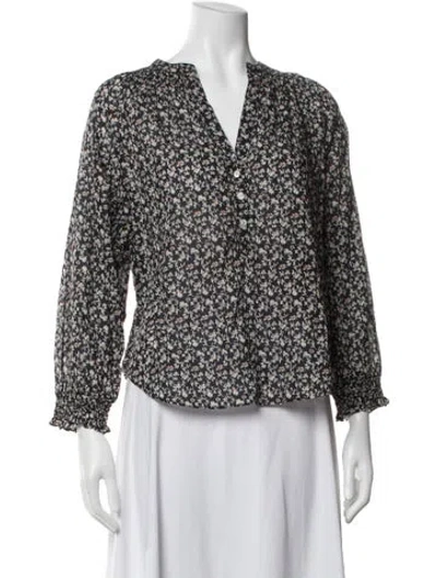 Pre-owned Veronica Beard Floral Print V-neck Blouse W/ Tags In Green