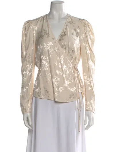 Pre-owned Veronica Beard Floral Print V-neck Blouse W/ Tags In Neutral
