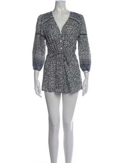 Pre-owned Veronica Beard Floral Print V-neck Jumpsuit In Black