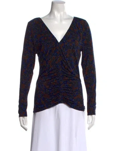 Pre-owned Veronica Beard Floral Print V-neck Top In Black
