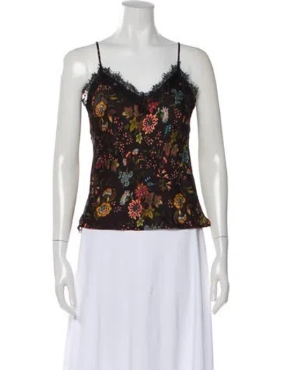 Pre-owned Veronica Beard Floral Print V-neck Top In Black