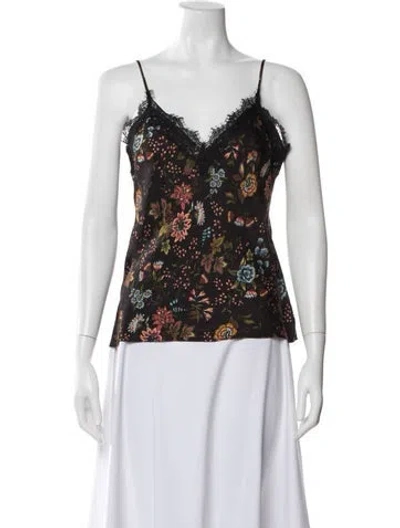 Pre-owned Veronica Beard Floral Print V-neck Top In Black