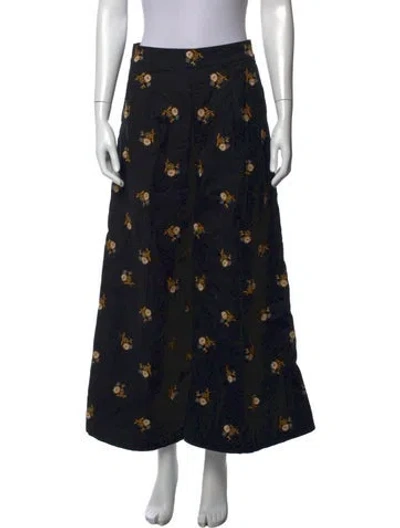 Pre-owned Veronica Beard Floral Print Wide Leg Pants In Black