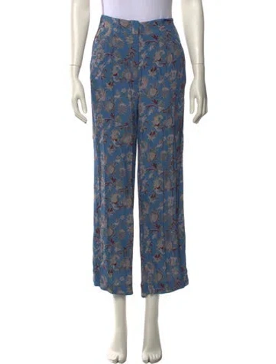 Pre-owned Veronica Beard Floral Print Wide Leg Pants In Blue
