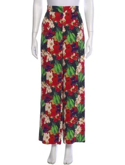 Pre-owned Veronica Beard Floral Print Wide Leg Pants In Multi