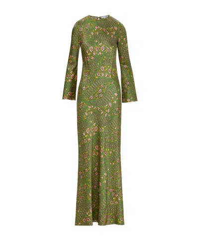 Veronica Beard Floral Printed Maxi Dress In Green