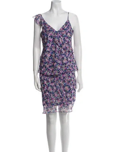 Pre-owned Veronica Beard Floral Silk Skirt Set In Purple