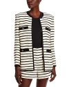 Veronica Beard Foster Striped Cotton-blend Tweed Jacket In Ivory/black