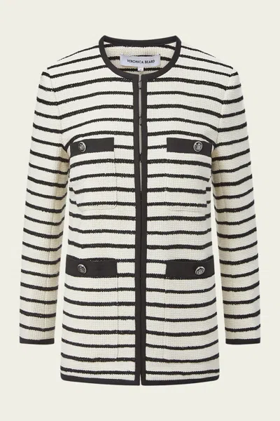 VERONICA BEARD FOSTER STRIPED DICKEY JACKET IN IVORY BLACK