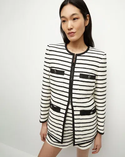 Veronica Beard Foster Striped Dickey Jacket In Black