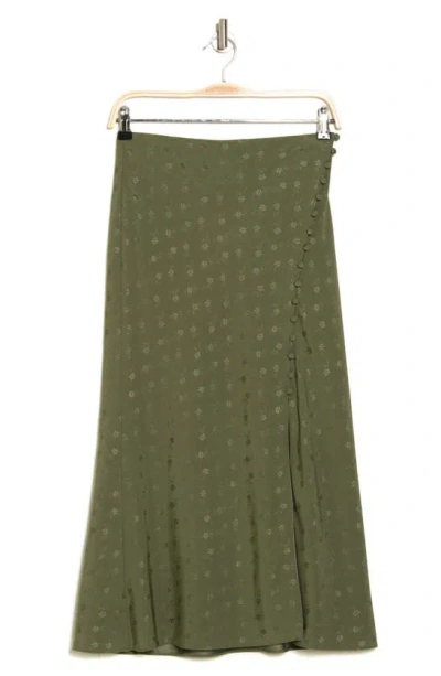 Veronica Beard Franconia Covered Button Midi Skirt In Bright Army