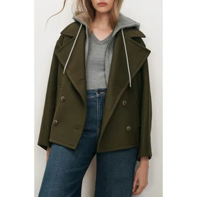 Veronica Beard Franklin Double Breasted Wool Blend Coat With Dickey In Green