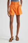 Veronica Beard Franzi Stretch-linen Shorts In Orange