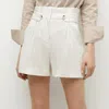 Veronica Beard Franzi Plissierte Shorts Aus Einer Leinenmischung In White