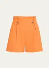 Veronica Beard Franzi Stretch-linen Shorts In Orange
