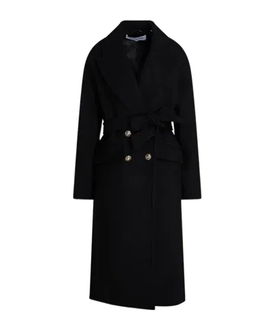 Veronica Beard Frattini Dickey Doublebreasted Woolblend Gabardine Coat In Black