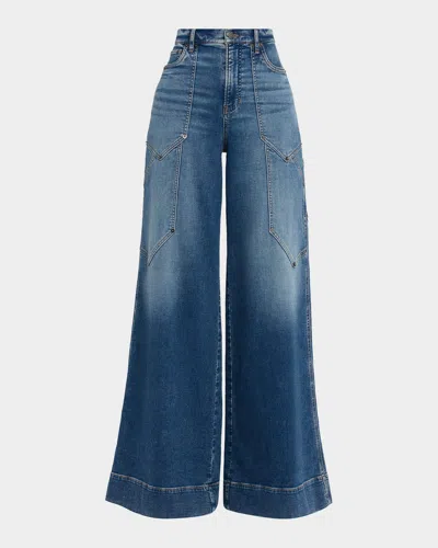 Veronica Beard Freddy Wide-leg Cargo Jeans In Blue