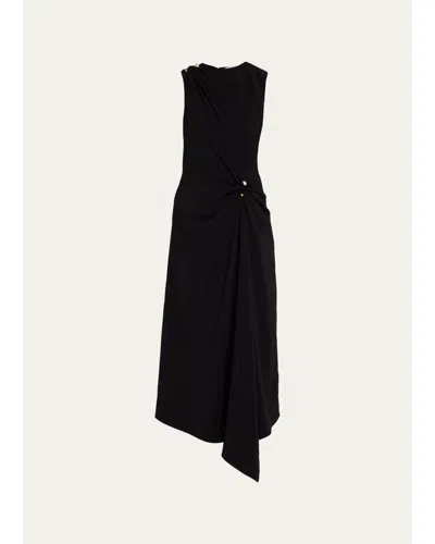 Veronica Beard Freja Asymmetric Draped Midi Dress In Black