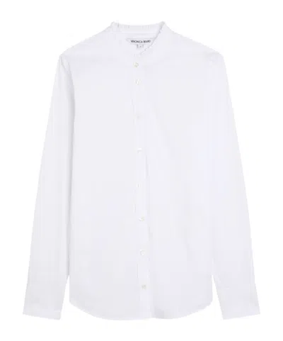 Veronica Beard Frill Cotton-blend Poplin Shirt In White