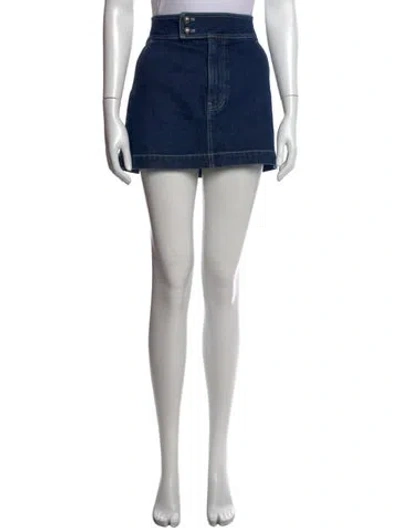 Pre-owned Veronica Beard Fringe Trim Accent Mini Skirt In Blue