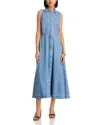 Veronica Beard Fuller Sleeveless Denim Midi Shirtdress