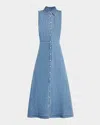Veronica Beard Fuller Sleeveless Denim Midi Shirtdress In Starlight