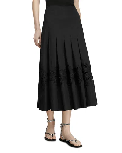 Veronica Beard Fynnley Eyelet Midi Skirt In Black