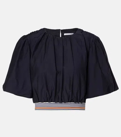 VERONICA BEARD GABRIELA COTTON AND SILK CROP TOP
