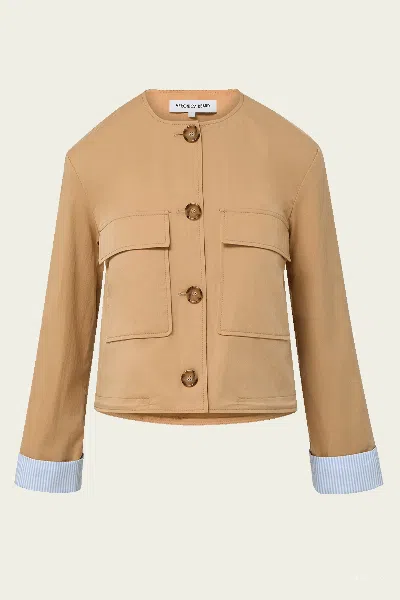 Veronica Beard Gala Cropped Utility Jacket In Khaki In Brown