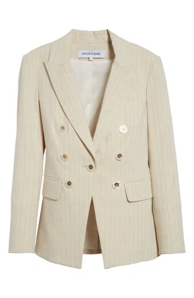 Veronica Beard Gaya Metallic Chalk Stripe Cotton Blend Dickey Jacket
