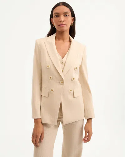Veronica Beard Gaya Metallic Pinstripe Dickey Jacket In Neutral