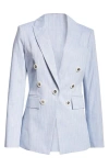 Veronica Beard Gaya Metallic Stripe Cotton Blend Dickey Jacket In Blue Oasis