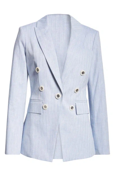 Veronica Beard Gaya Metallic Stripe Cotton Blend Dickey Jacket In Blue Oasis