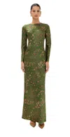 Veronica Beard Gemma Floral Long-sleeve Maxi Dress In Lemongrass Multi
