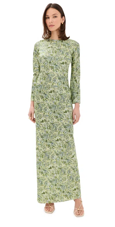 Veronica Beard Gemma Floral Long-sleeve Maxi Dress In Green