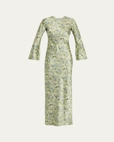 Veronica Beard Gemma Floral Long-sleeve Maxi Dress In Green