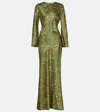 Veronica Beard Gemma Floral Long-sleeve Maxi Dress In Grün