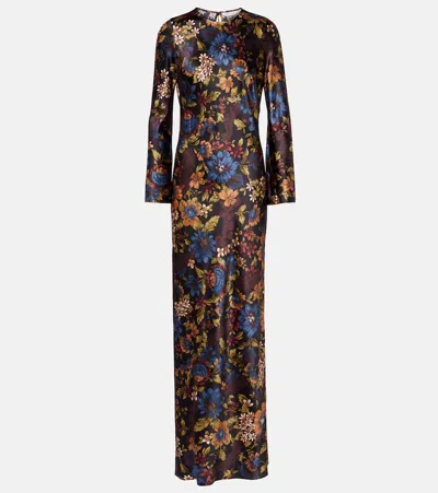 Veronica Beard Gemma Floral Silk-blend Maxi Dress In Multi
