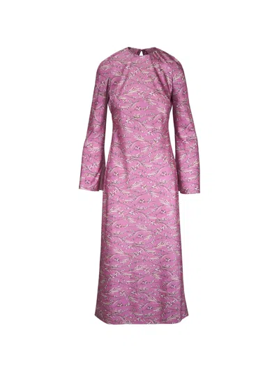 Veronica Beard Midi Gemma Dress Orchid Haze Multi In Pink