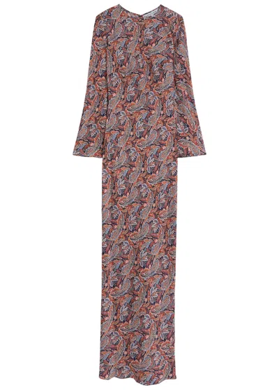 Veronica Beard Gemma Printed Silk-blend Maxi Dress In Navy Multi