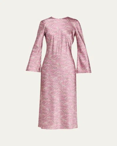 Veronica Beard Gemma Stretch-silk Midi Dress In Pink