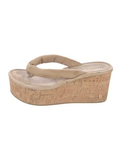 Pre-owned Veronica Beard Geno Suede Slides In Neutral