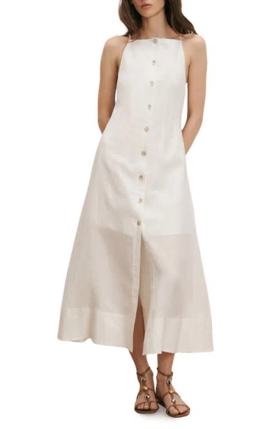 Veronica Beard Georges Linen Button-up Midi Sundress In Multi
