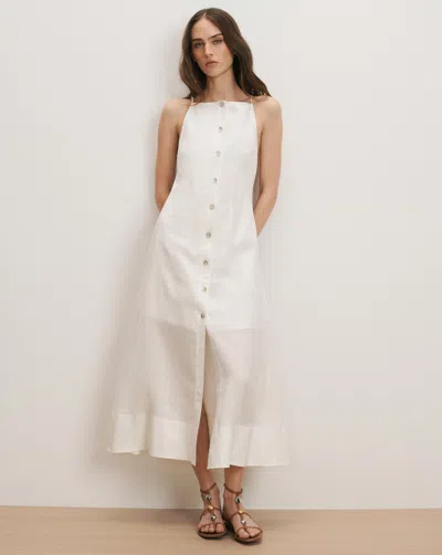 Veronica Beard Georges Linen Midi Dress In White